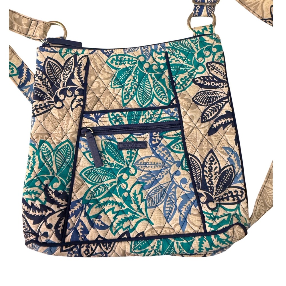 Vera Bradley Hipster Crossbody Bag Blue Teal Floral Quilted Cotton‎ Adjustable - Picture 3 of 7